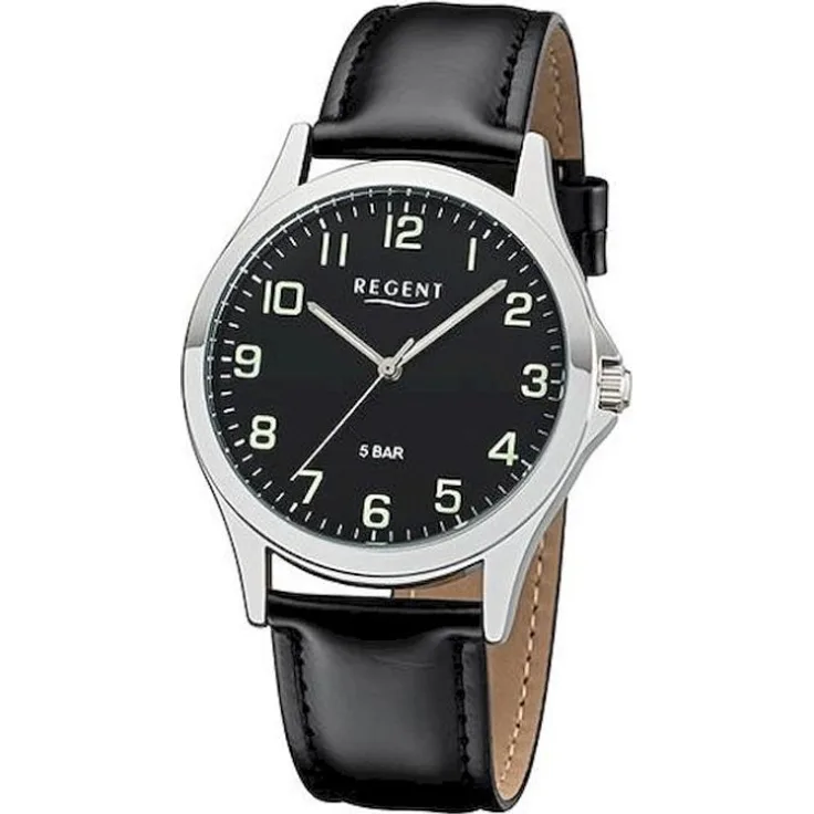 Regent Armbanduhr Herren Chronograph 1112420, Quarzuhr, 39 mm, schwarz