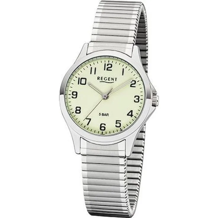 Regent Armbanduhr Damen Zugarmband 2242423, Quarzuhr, 29 mm, silber