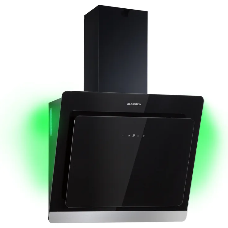 Klarstein 10040234 Wandhaube, Aurora 60 Smart Dunstabzugshaube 550 m³/h 60cm kopffrei Ambiente-Licht EEC A++, schwarz