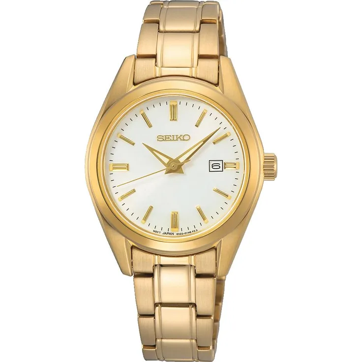 Seiko Quarz SUR632P1 Damenarmbanduhr, Analoguhr, 30 mm, gold