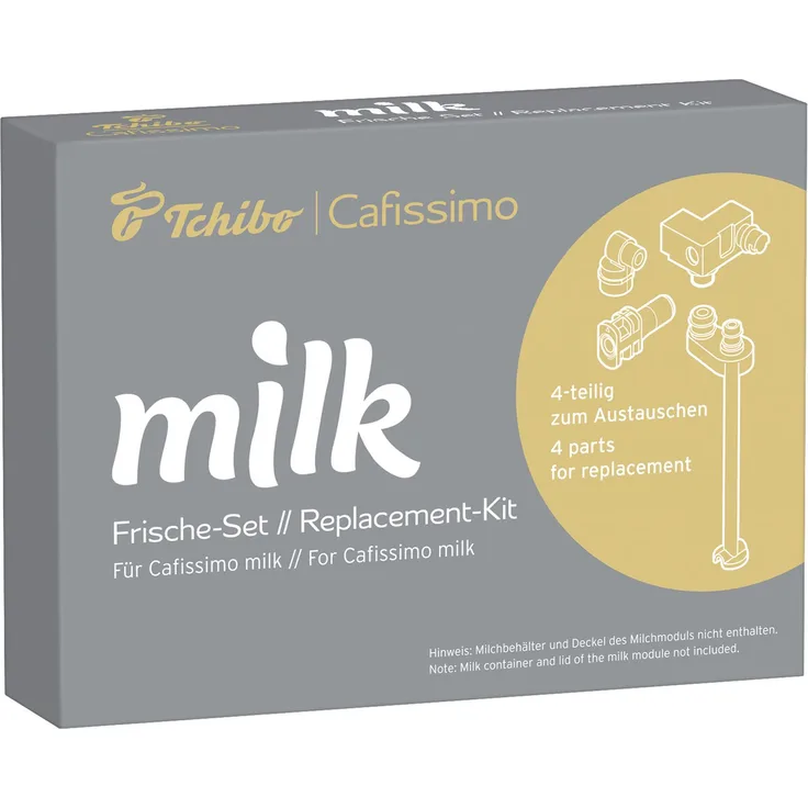 Tchibo Frische-Set für die Kapselmaschine Cafissimo Milk, 4-teilig (Anschlussstutzen, schwarzer Adapter, transparenter Adapter, Ansaugschlauch) zum Austauschen