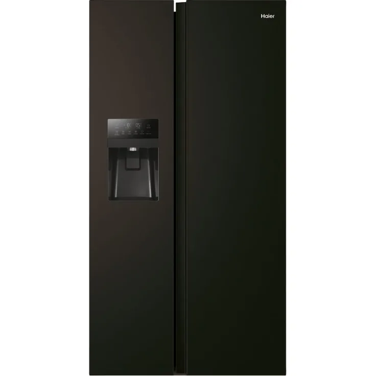 Haier HSR5918DIMB Side-by-Side-Kühlschrank, freistehend, schwarz, Energieklasse D