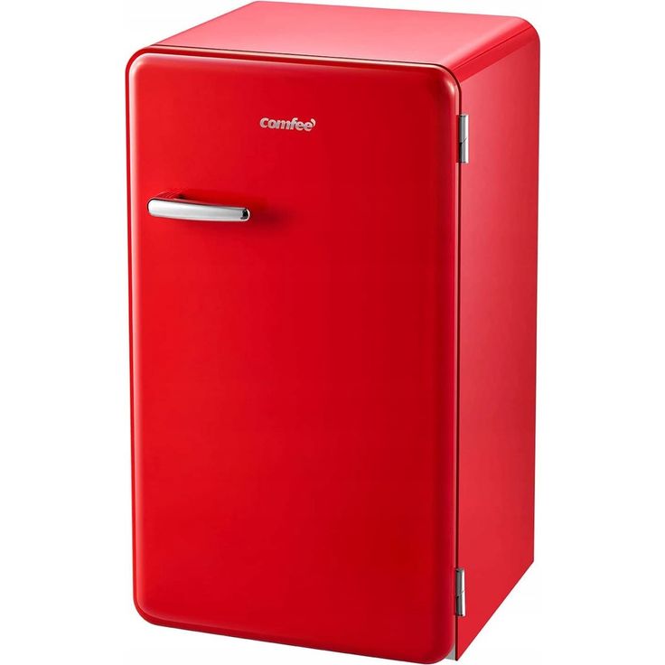 Comfee RCD93WH1RT(E) Kühlschrank, freistehend, rot, Retro, Breite 48.8 cm, Energieklasse F