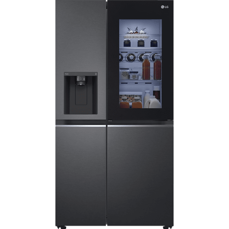 LG GSXV91MCLE GSX Side-by-Side-Kühlschrank, freistehend, matte black, Wasser- und Eiswürfelspender, Wassertank, Breite 91.3 cm, Energieklasse E – Bild 1
