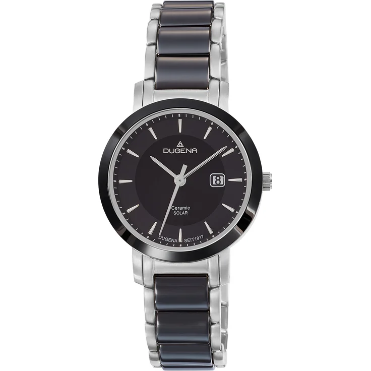 Dugena Damen Uhr Edelstahl-Ceramic Solar 4461007 Datum – Bild 1