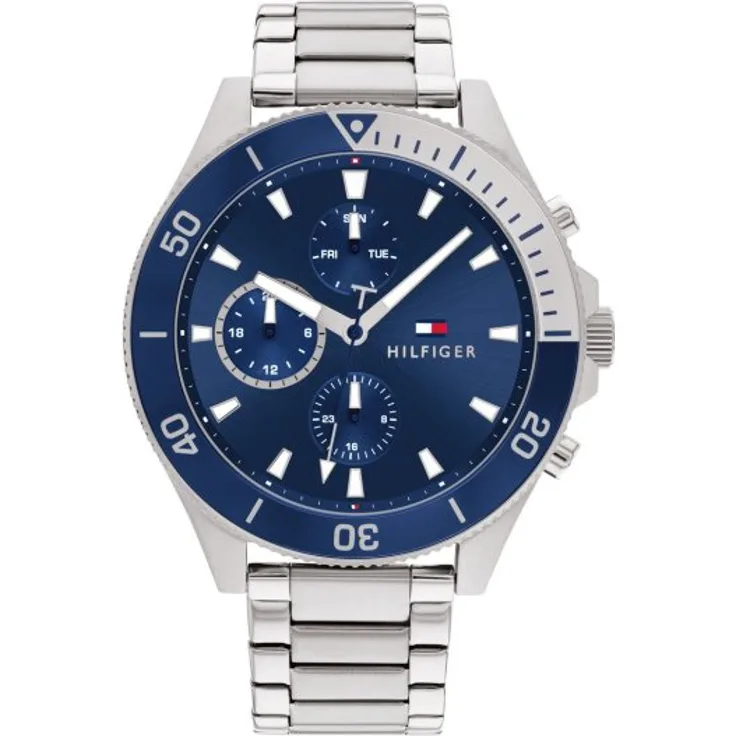 Tommy Hilfiger Armbanduhr Herren Chronograph Quarz CASUAL 1791917, Quarzuhr, 46 mm, silber