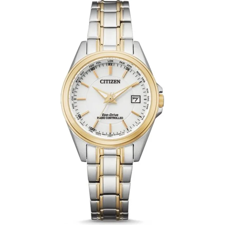 Citizen Armbanduhr Damen Funkuhr Eco Drive EC1186 85A, Funkuhr, 29 mm, mehrfarbig