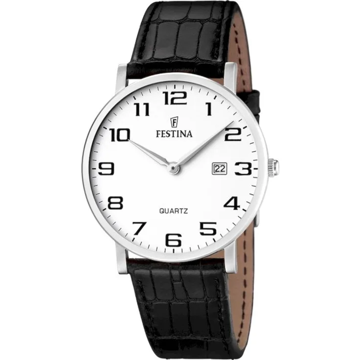 Festina Herren Uhr F16476/1 Leder schwarz mit Datumsanzeige