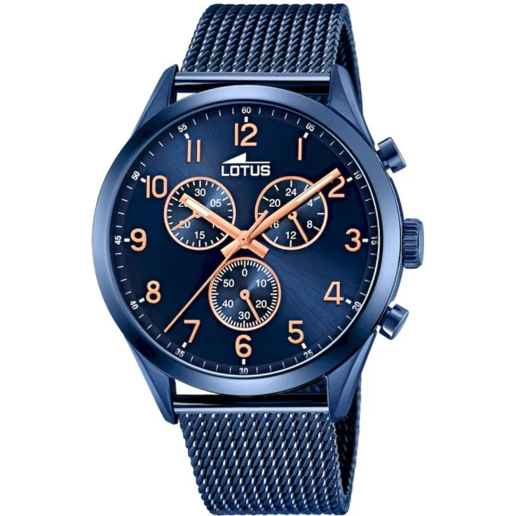Lotus Armbanduhr Herren Chronograph 18638 1, Quarzuhr, 43 mm, blau