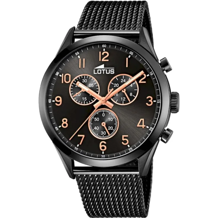Lotus Armbanduhr Herren Chronograph 18639 1, Quarzuhr, 43 mm, schwarz