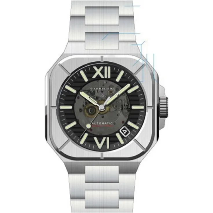 Earnshaw Armbanduhr Herren Automatik ARMOURY CLASSIC BLACK ES 8258 11, Automatikuhr, 40 mm, silber