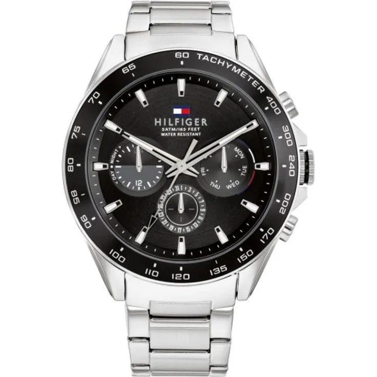 Tommy Hilfiger Armbanduhr Herren Quarz 1791967, Quarzuhr, 46 mm, silber