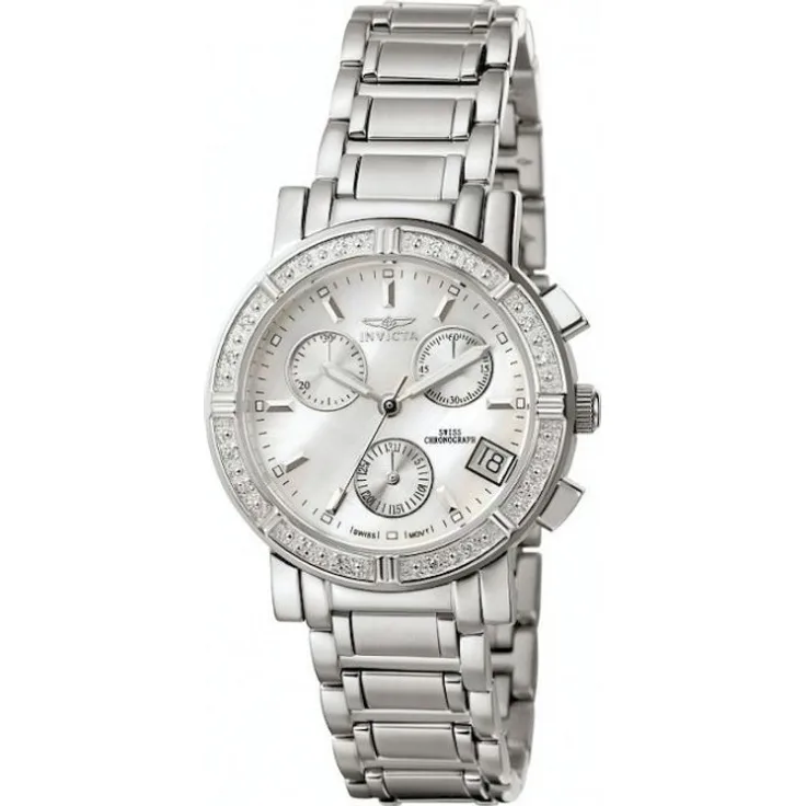 Invicta Armbanduhr Damen Chronograph Wildflower 4718, Quarzuhr, 33 mm, silber