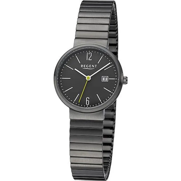 Regent Armbanduhr Damen Zugband F 1358, Quarzuhr, 29 mm, schwarz