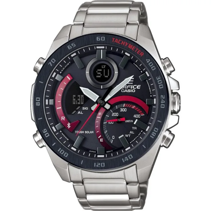 Casio Armbanduhr Herren Chronograph ECB 900DB 1AER, Solaruhr, 48 mm, silber