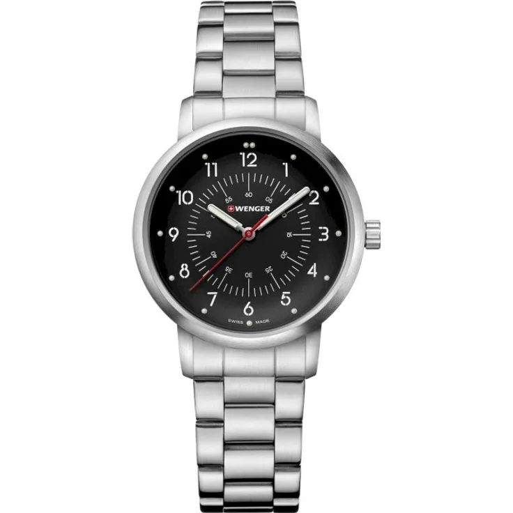 Wenger Armbanduhr Unisex Avenue 01.1621.114 schwarz 35 mm, Quarzuhr, 35 mm, silber