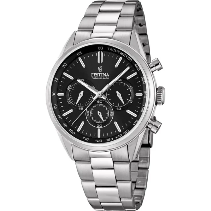 Festina Armbanduhr Herren Chronograph Sport Timeless F16820 4, Quarzuhr, 44 mm, silber