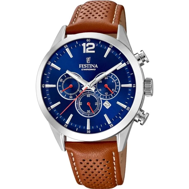 Festina Armbanduhr Herren Chronograph F20542 3 Timeless Chronograph, Chronograph, 37 mm, braun