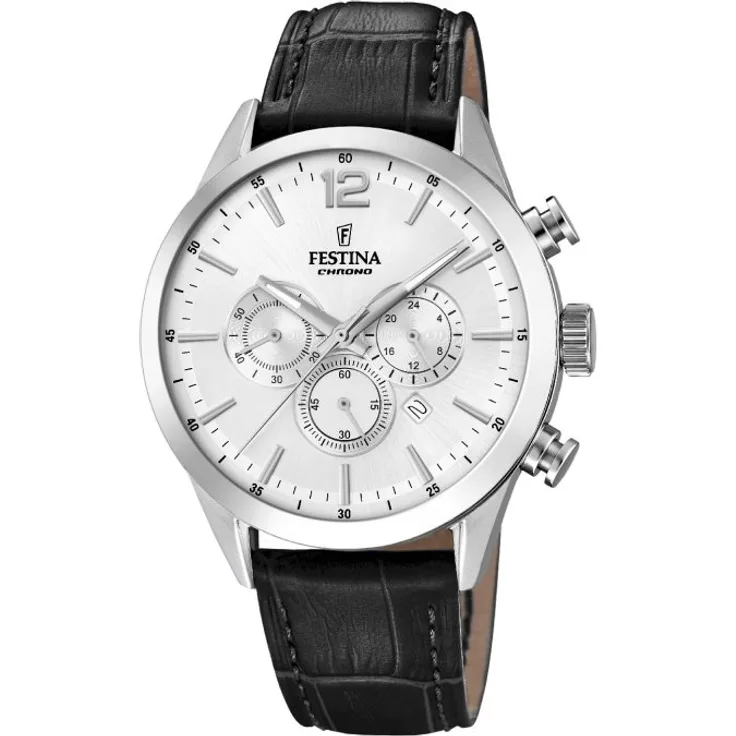 Festina Herren Uhr F20542/1 Chronograph Leder schwarz