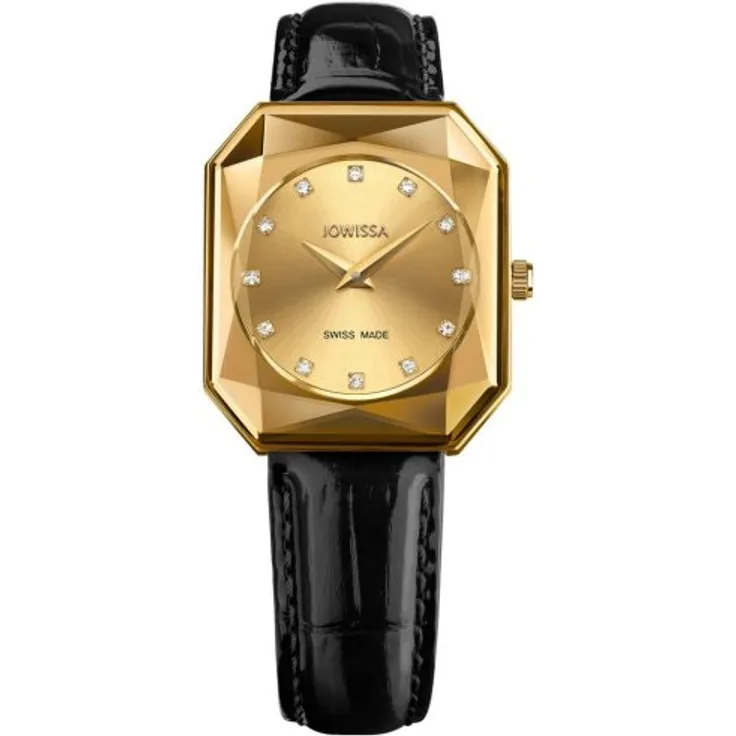 JOWISSA Armbanduhr Damen Quarz Facet Radiant J8.073.M, Quarzuhr, schwarz