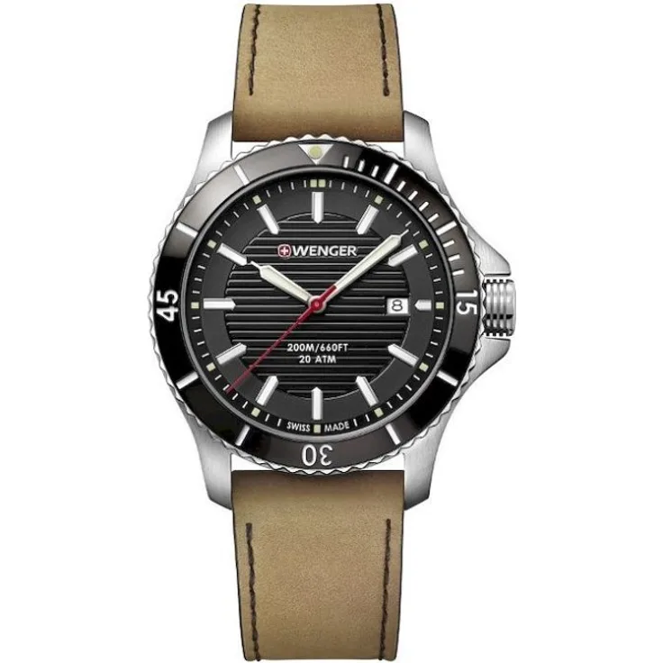 Wenger Armbanduhr Herren Chronograph Seaforce 01.0641.125, Analoguhr, 43 mm, braun