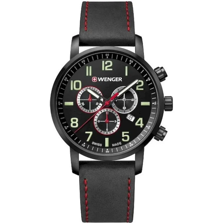 Wenger Herrenuhr Attitude Chrono 01.1543.104, Quarzuhr, 44 mm, schwarz