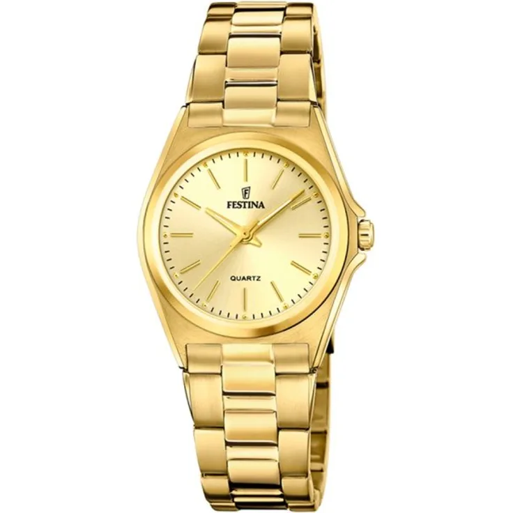 Festina Armbanduhr Damen Quarz Classic F20557 3, Quarzuhr, 24 mm, gelbgold