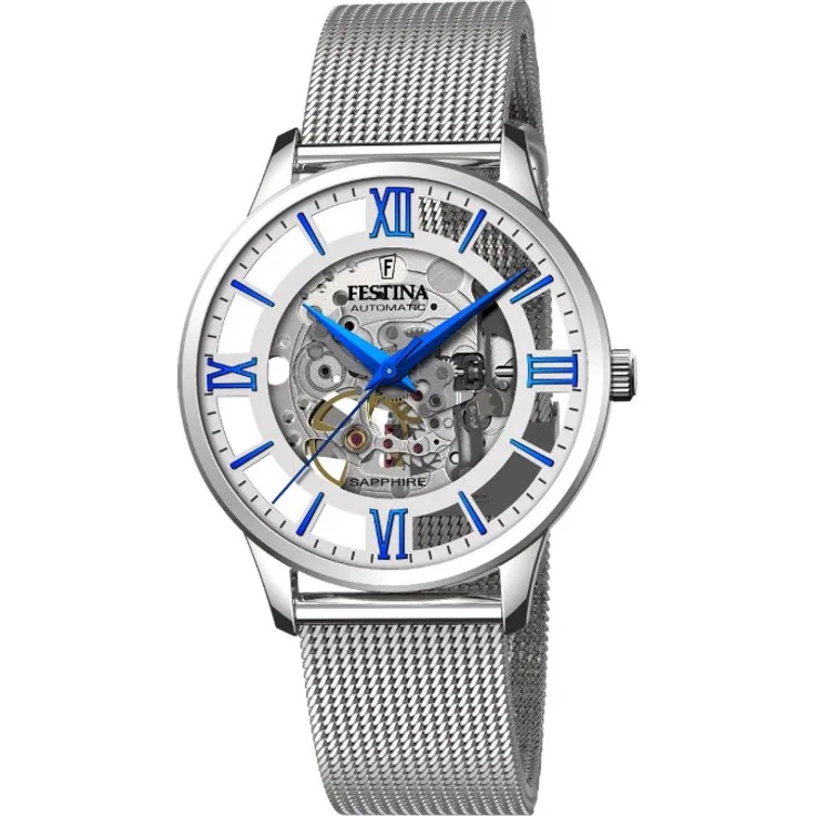 Festina Armbanduhr Herren Chronograph F20534 1 Automatik, Automatikuhr, 35 mm, silber