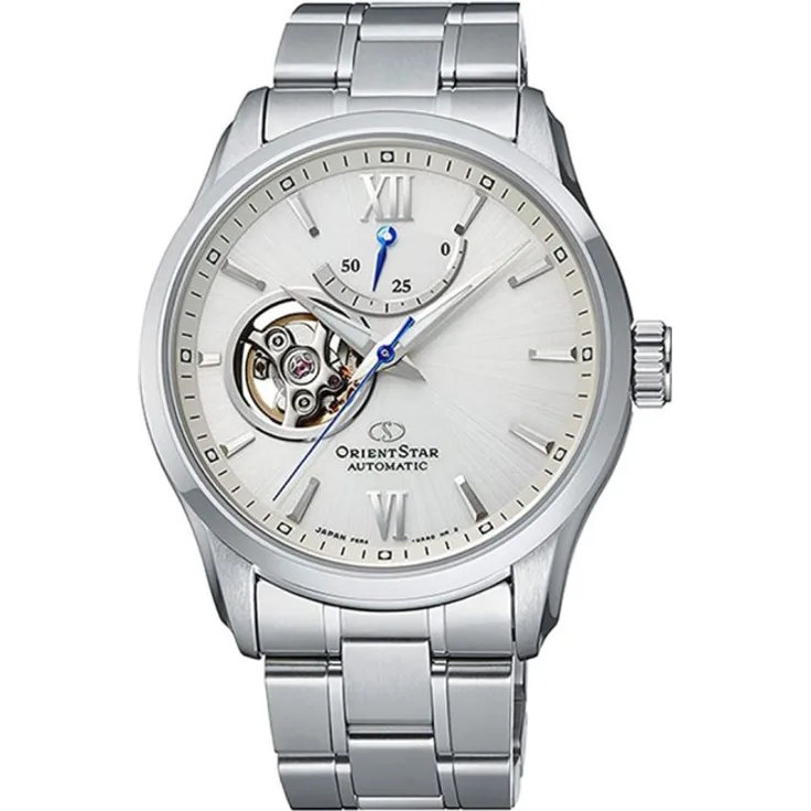 Orient Star Armbanduhr Herren Automatik Contemporary RE AT0003S00B, Automatikuhr, 39,3 mm, silber