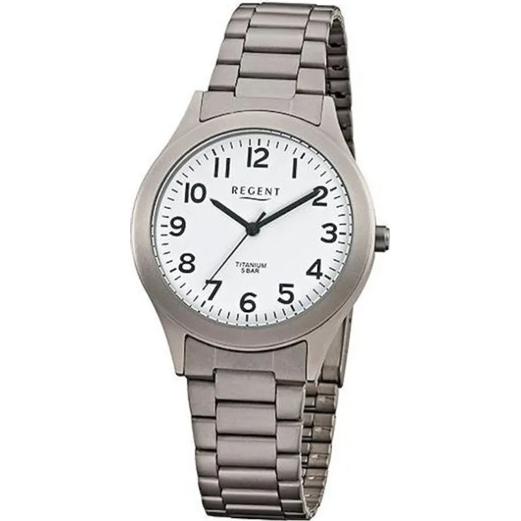 Regent Armbanduhr Herren Chronograph F 837, Quarzuhr, 37 mm, silber