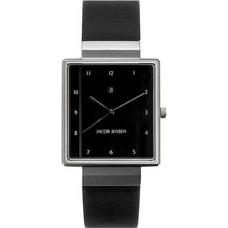 Jacob Jensen Armbanduhr Herren Chronograph Rectangular 865, Analoguhr, schwarz