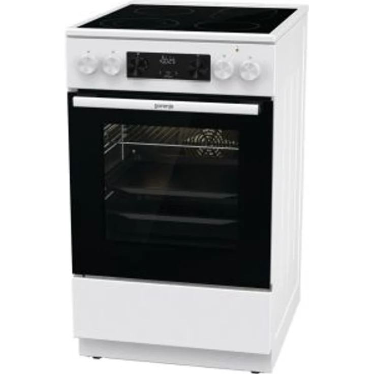 Gorenje GECS5C70WA Herd, Standgerät, Energieeffizienzklasse A, Garraum 70 l, Breite 50 cm, groß (ab 65 l), Katalytisch, Glaskeramikkochfeld, 4 Zonen, weiß – Bild 1