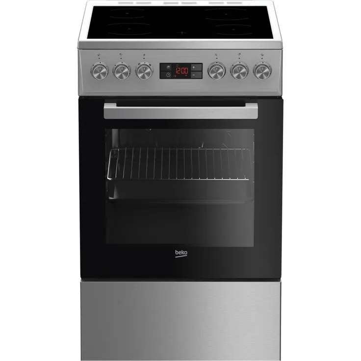 Beko FSM57300GX Herd, Standgerät, Energieeffizienzklasse A, Garraum 55 l, mittel (35 - 64 l), Glaskeramikkochfeld, 4 Zonen, edelstahl