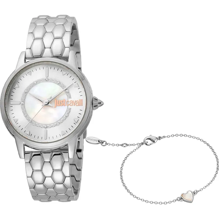 Just Cavalli Set Emozioni Jc1l149m0035 Damenuhr, Quarzuhr, 34 mm, silber