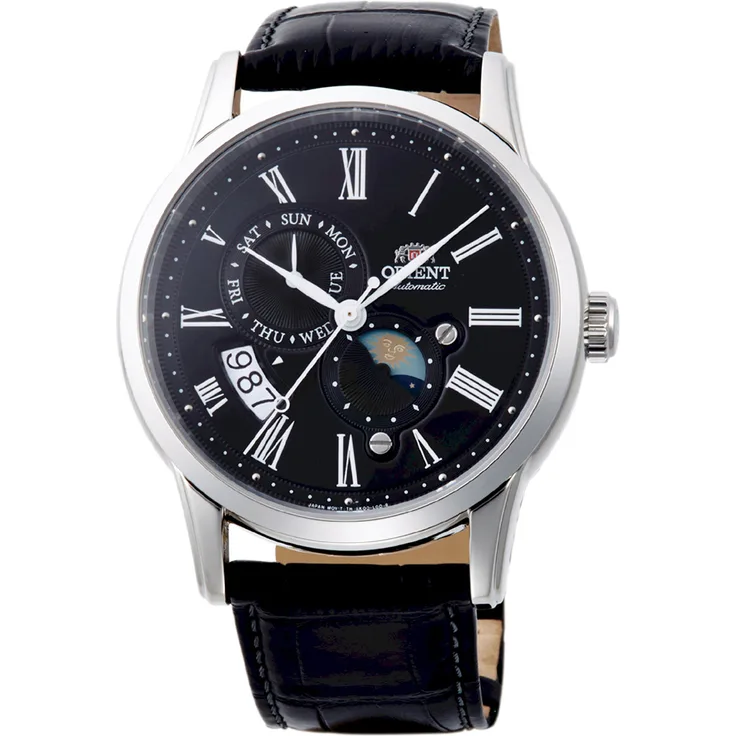 Orient Sun And Moon Automatic Ra ak0010b10b Herrenuhr, Automatikuhr, 42 mm, silber