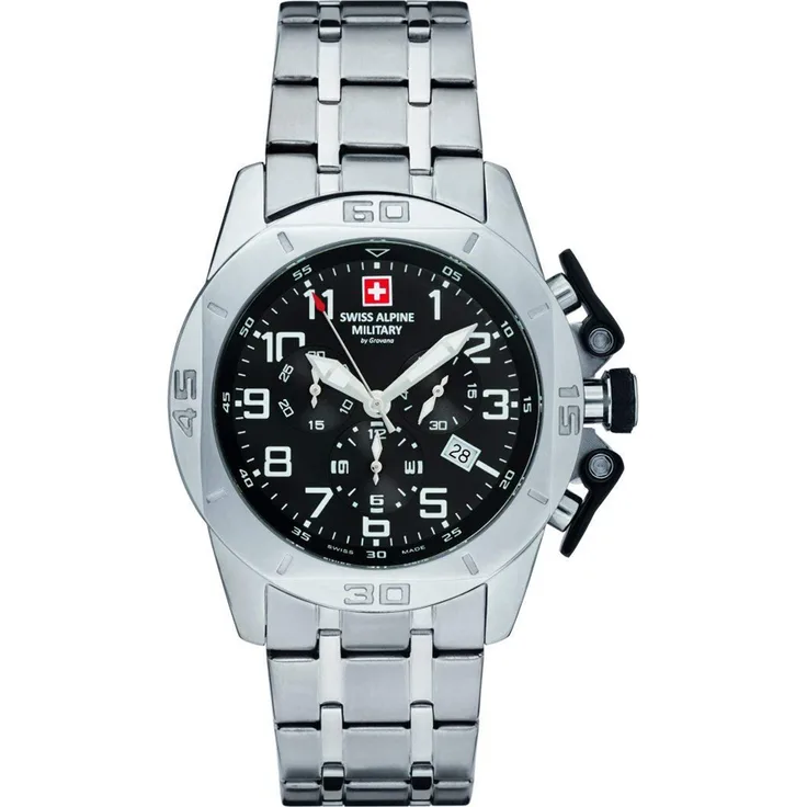 Swiss Alpine Military 7063.9137sam Herrenuhr Chronograph, Chronograph, 45 mm, silber