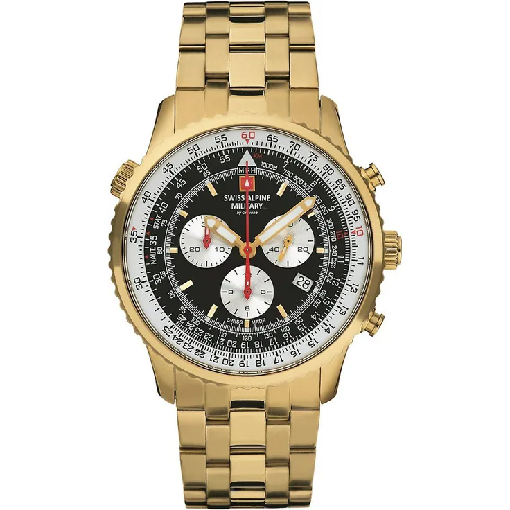 Swiss Alpine Military 7078.9117sam Herrenuhr Chronograph, Chronograph, 45 mm, gold