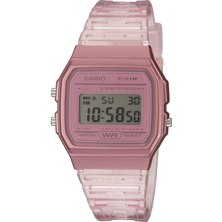 Casio Damenuhr F-91WS-4EF Digital Resin rosa