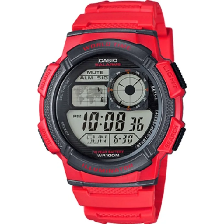 Casio World Time Illuminator 5 Alarms, 10 Year Battery, Quarzuhr, 43 mm 