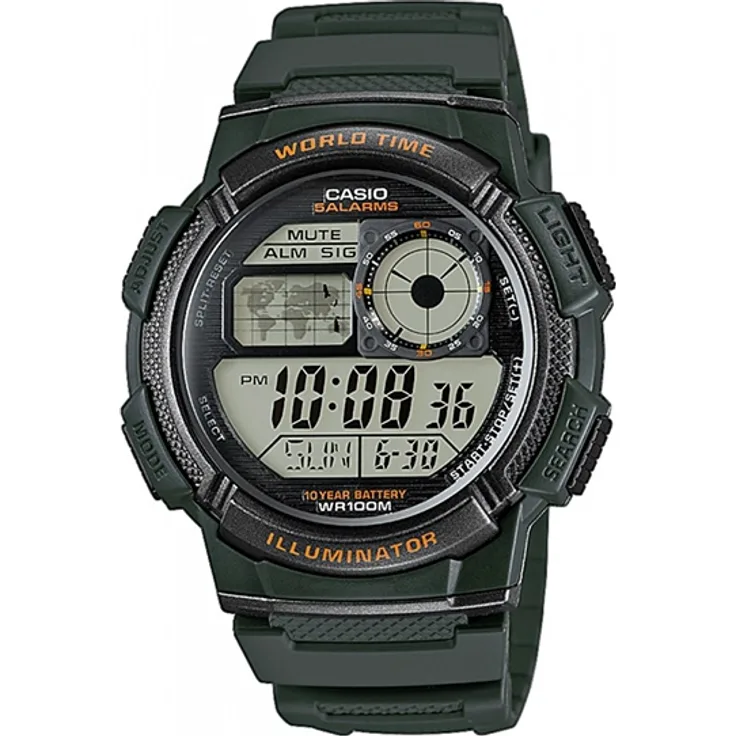Casio World Time Illuminator 5 Alarms, 10 Year Battery, Quarzuhr, 43 mm 