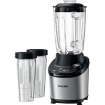 Philips HR 3760-10 7000 Serie Standmixer, 1500 Watt, 2 Liter, inkl. 2 To-Go-Behälter, Ice Crusher, Turbotaste, metallic schwarz