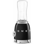 Smeg PBF01PBLEU Smoothiemaker, 300 Watt, inkl. 2 x 600 ml To-Go-Trinkflaschen, 2 Geschwindigkeiten, Edelstahl, schwarz, Serie: PBF01
