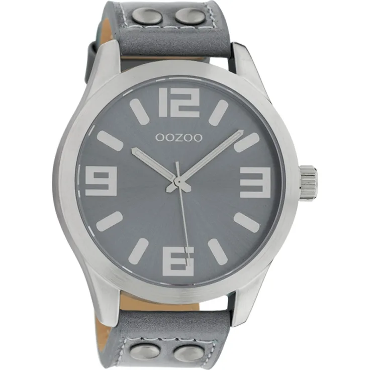 Oozoo Damenuhr C1060 Armbanduhr Basic Line mit Nieten Lederband, 47 mm