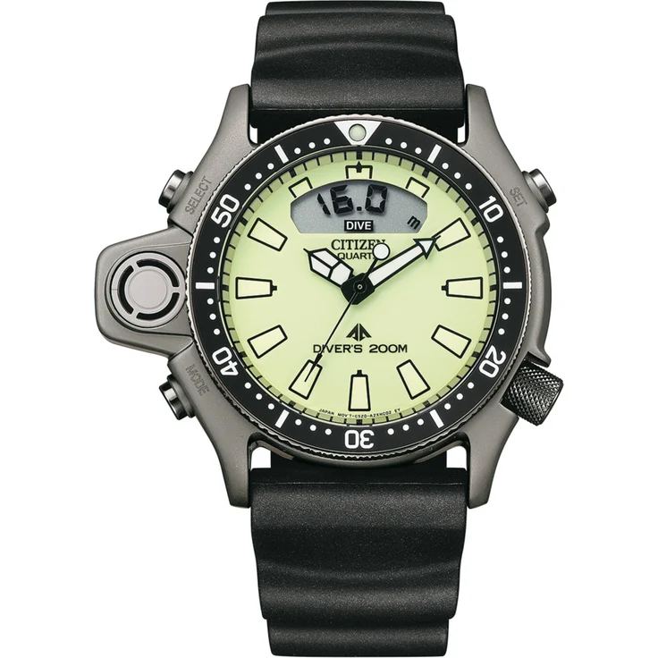 Citizen JP2007 17W Chronograph Taucheruhr Herrenuhr Promaster Series Gelb, grünes Zifferblatt 50,7mm – Bild 1