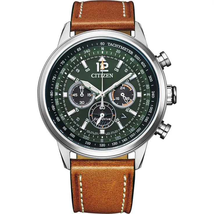 Citizen CA4470 15X Eco Drive Solar Herren Chronograph, braun, grün