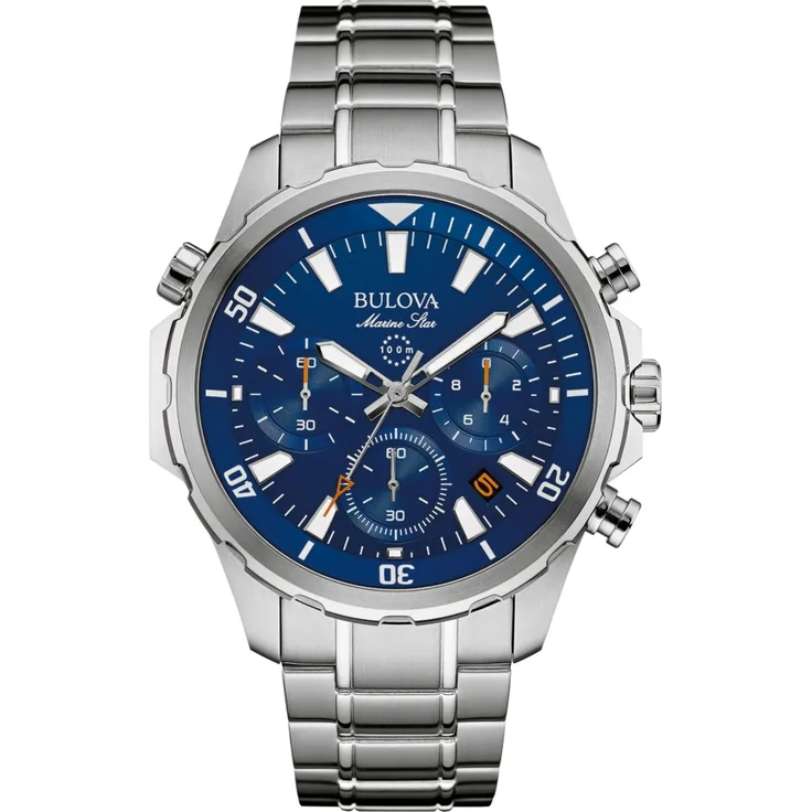 Bulova Marine Star 96B256 Chronograph Herrenuhr Edelstahl Mineralglas