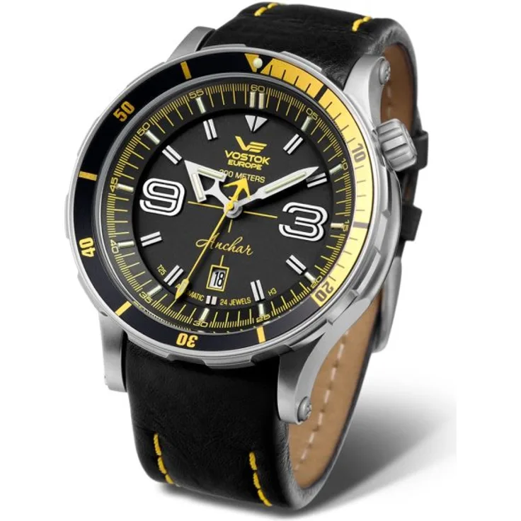 Vostok Europe Armbanduhr Herren Chrono Anchar Automatik NH35A 510A522, Automatikuhr, 48,7 mm, schwarz