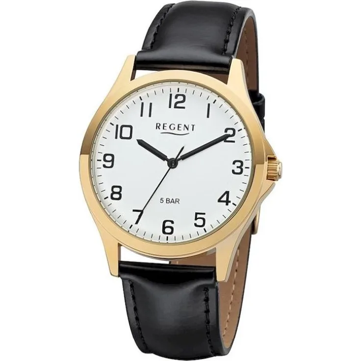 Regent Armbanduhr Herren Chronograph 1103482, Quarzuhr, 39 mm, schwarz