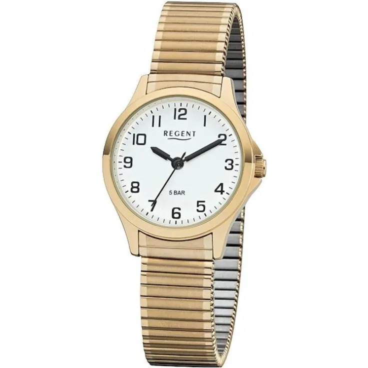 Regent Armbanduhr Damen Zugarmband 2243489, Quarzuhr, 29 mm, gelbgold