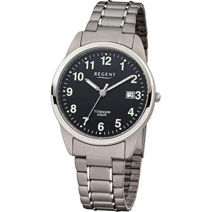 Regent Armbanduhr Herren Chronograph F 1293, Analoguhr, 36 mm, silber
